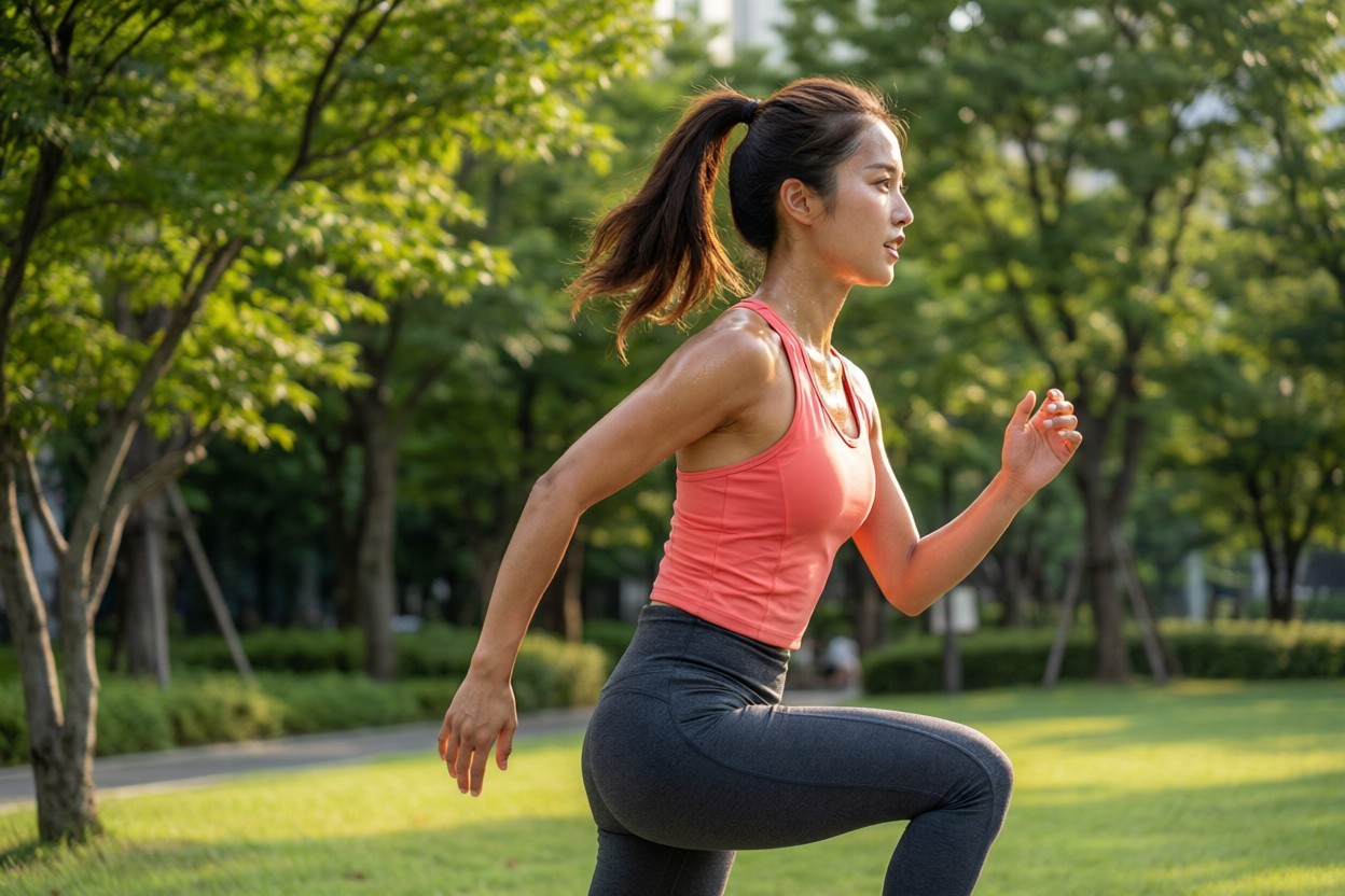 Outdoor fitness in women's performance top