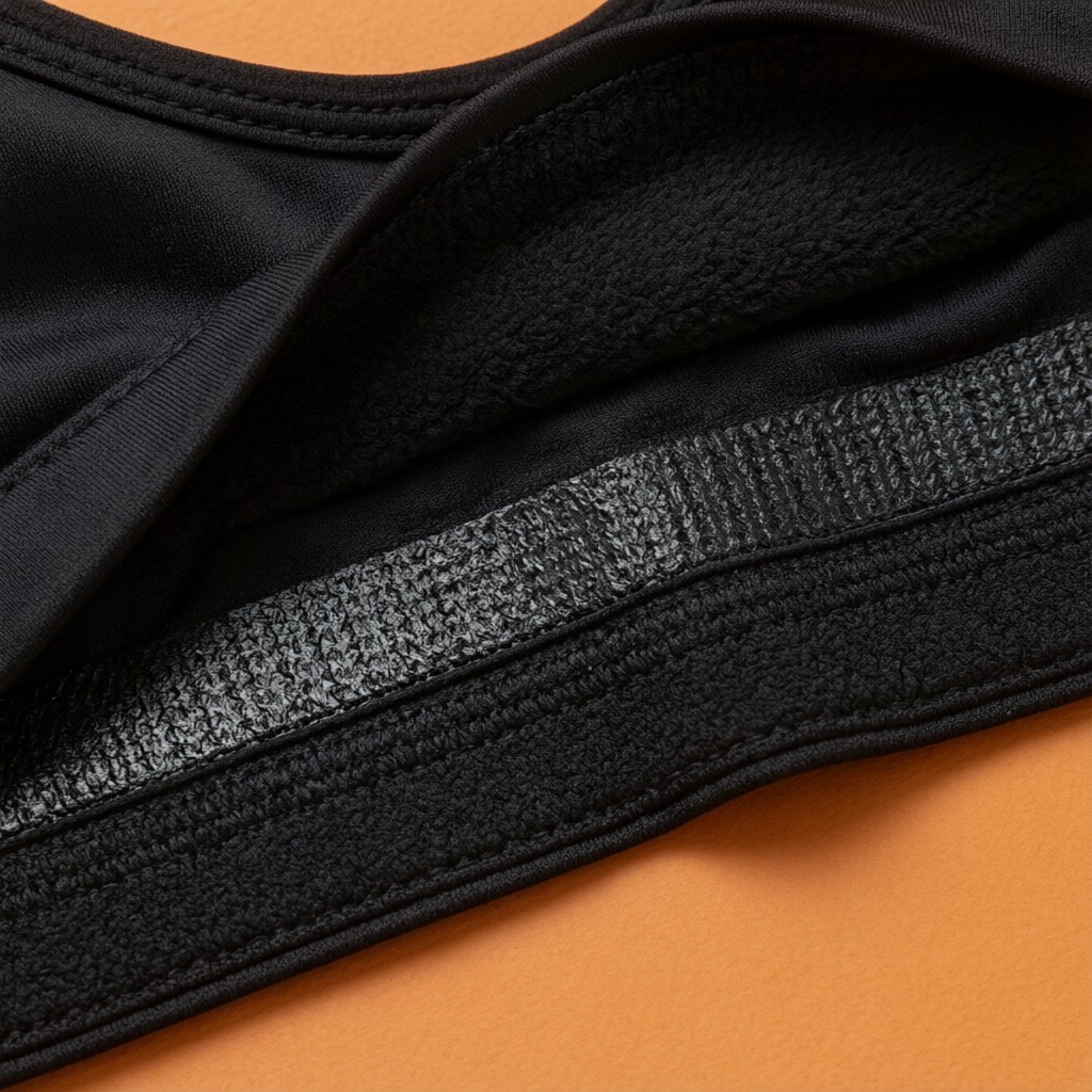 Yoga bra inner compression band and underband elastic detail