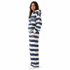 Custom Vintage Navy Stripe Tracksuit Set - Embroidered Hoodie & Wide-Leg Jogger
