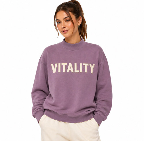 Custom Women Oversized Mock Neck Sweatshirt