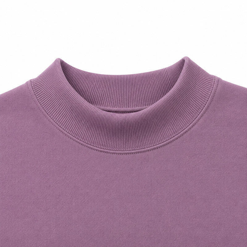 Custom logo embroidery on mock neck sweatshirt