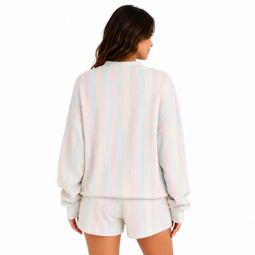 Custom Pastel Stripe Embroidered Tracksuit Set for Women
