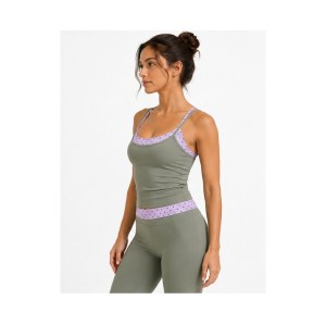 Custom Polka Dot Contrast Yoga Tank Top for Women with Built-In Bra