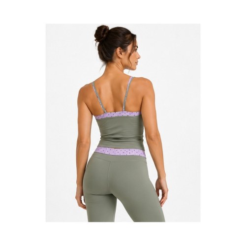 Custom Polka Dot Contrast Yoga Tank Top for Women with Built-In Bra