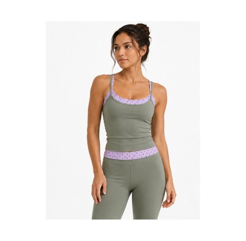 Custom Polka Dot Contrast Yoga Tank Top for Women with Built-In Bra