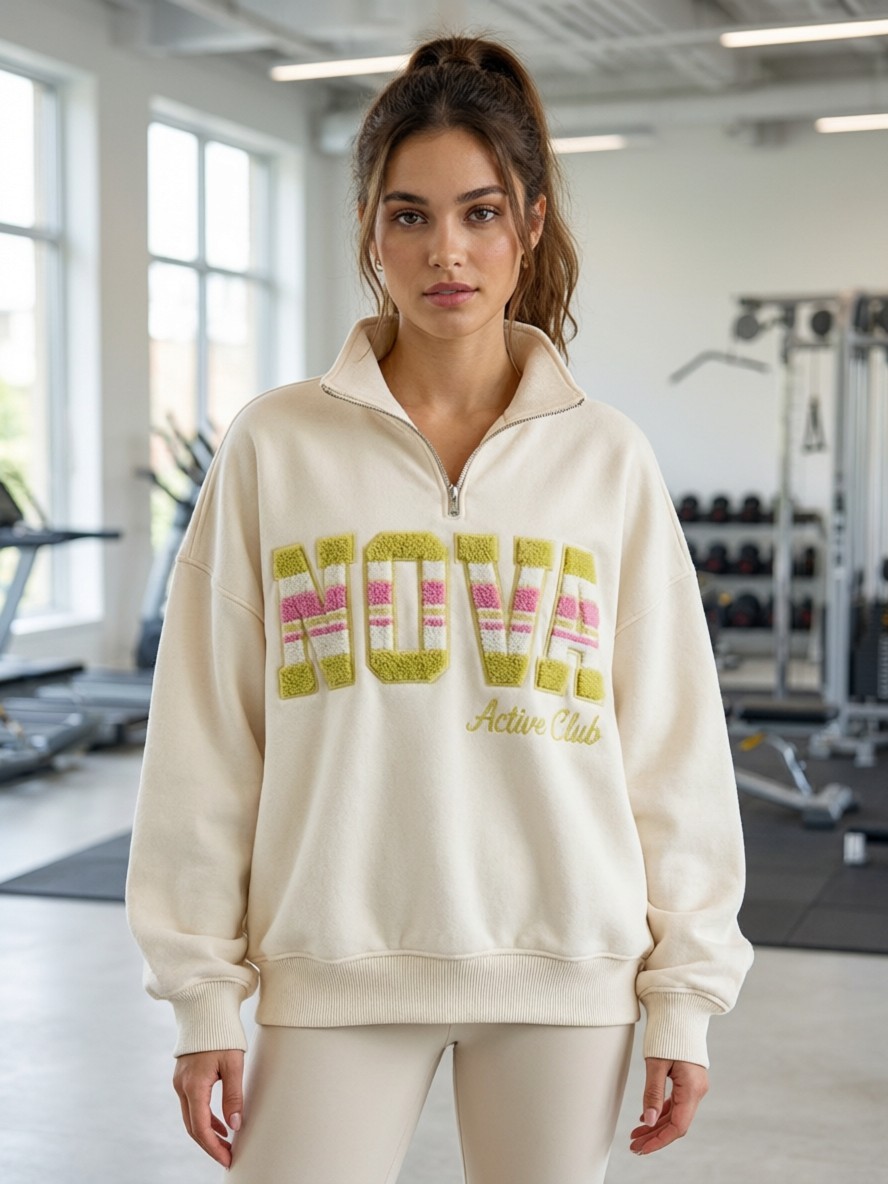 Custom chenille letter hoodie front view
