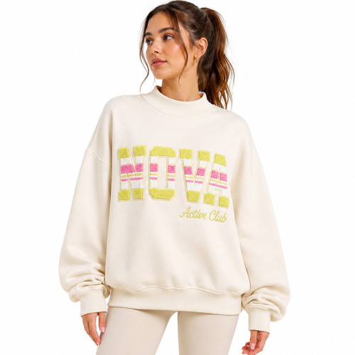 Custom Chenille Letter Hoodie | OEM Half-Neck Pullover Sweatshirt Manufacturer
