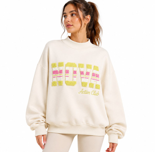 Custom Chenille Letter Hoodie | OEM Half-Neck Pullover Sweatshirt Manufacturer