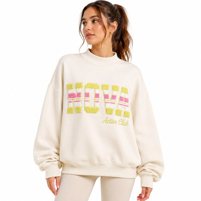 Custom Chenille Letter Hoodie | OEM Half-Neck Pullover Sweatshirt Manufacturer