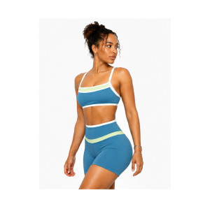 Custom Yoga Set Color-Block Sports Bra & High-Waist Cycling Shorts for Women