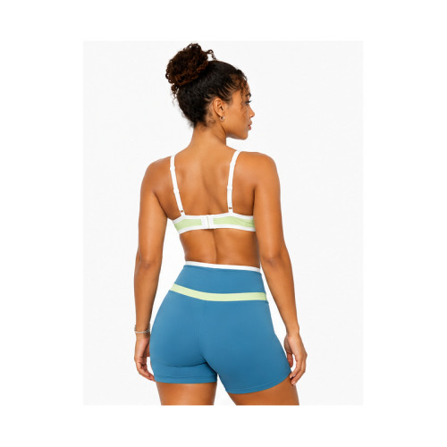 Custom Yoga Set Color-Block Sports Bra & High-Waist Cycling Shorts for Women
