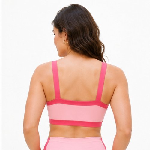 Custom Contrast Strap Sports Bra - Women's Square Neck Yoga Crop Top with High Elasticity