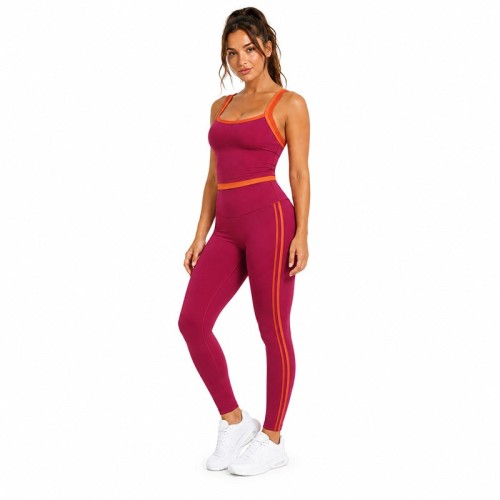 Custom Yoga Vest – Contrast Double-Layer Strap High-Stretch Square-Neck Sports Tank Top for Women