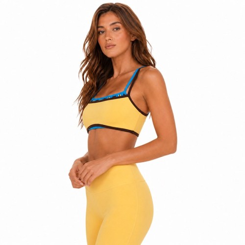 Custom Color-Block Sports Bra - Thin-Strap High-Elastic Yoga Bra