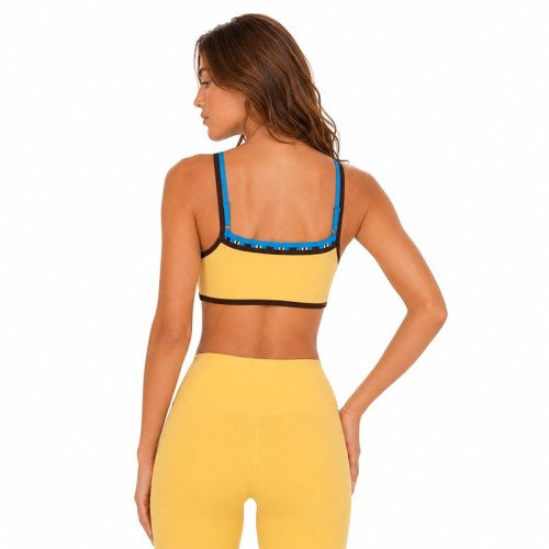 Custom Color-Block Sports Bra - Thin-Strap High-Elastic Yoga Bra