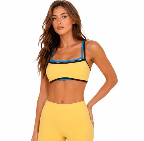 Custom Color-Block Sports Bra - Thin-Strap High-Elastic Yoga Bra