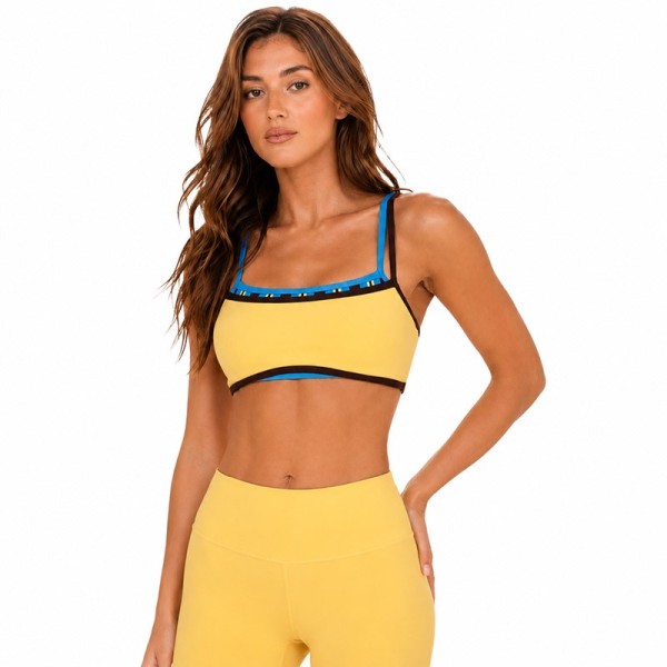 Custom Color-Block Sports Bra - Thin-Strap High-Elastic Yoga Bra