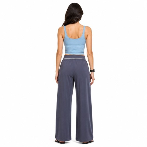 Custom Sustainable Wide Leg Yoga Pants | OEM High Waist Soft Stretch Lounge Trousers