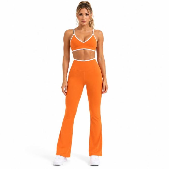 Custom Yoga Set with Flare Leggings - Sports Bra & Contrast Trim 2-Piece Outfit