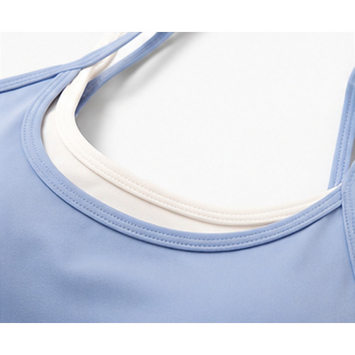 Custom Layered Yoga Bra - Contrast Trim Spaghetti Strap Sports Bra