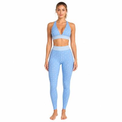 Custom Polka Dot Halter Yoga Set - Sports Bra & High Waist Leggings 2-Piece