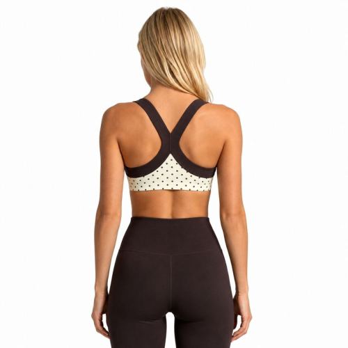 Custom Polka Dot Sports Bra - Contrast Wide Strap Workout Bra