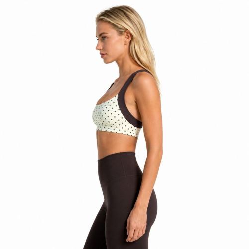Custom Polka Dot Sports Bra - Contrast Wide Strap Workout Bra