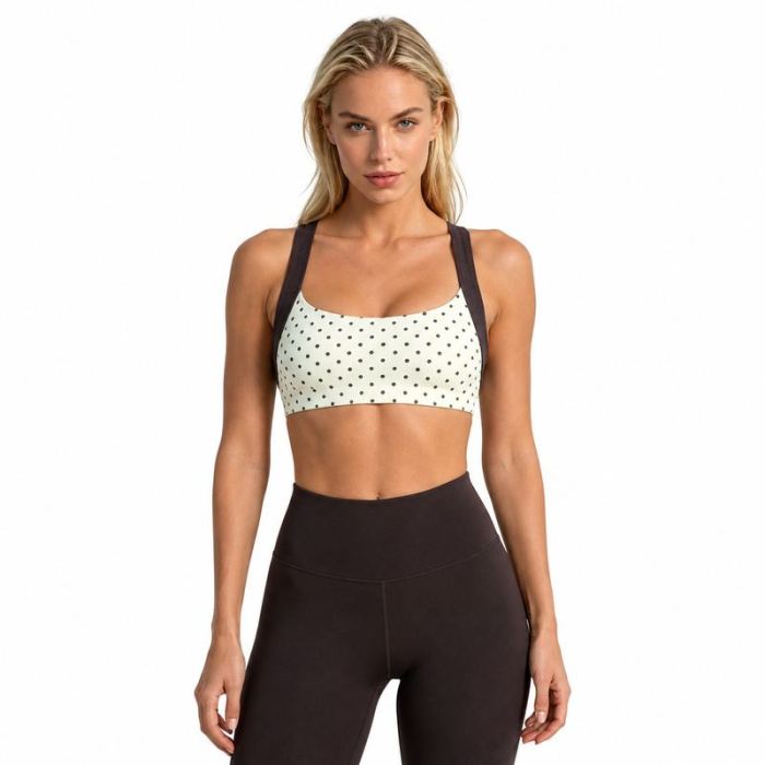 Custom Polka Dot Sports Bra - Contrast Wide Strap Workout Bra