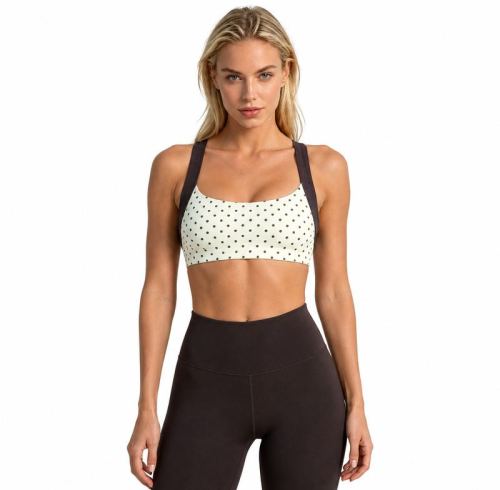 Custom Polka Dot Sports Bra - Contrast Wide Strap Workout Bra