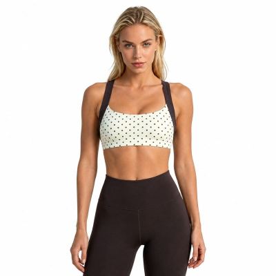 Custom Polka Dot Sports Bra - Contrast Wide Strap Workout Bra