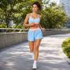 Custom Contrast Halter Yoga Set - Sports Bra & Drawstring Pocket Shorts 2-Piece