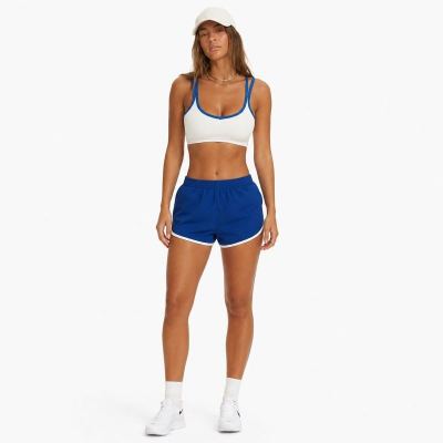 Custom Contrast Trim Yoga Set - Double-Strap Sports Bra & Retro Workout Shorts 2-Piece