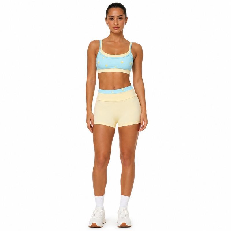 Custom Floral Print Yoga Set - Model Front View