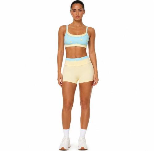 Custom Floral Print Yoga Set - Layered Sports Bra & High Waist Workout Shorts 2-Piece