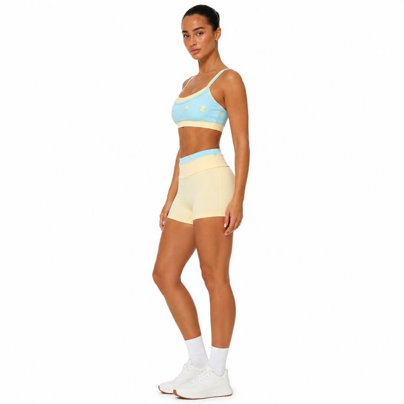 Custom Floral Print Yoga Set - Model Side View