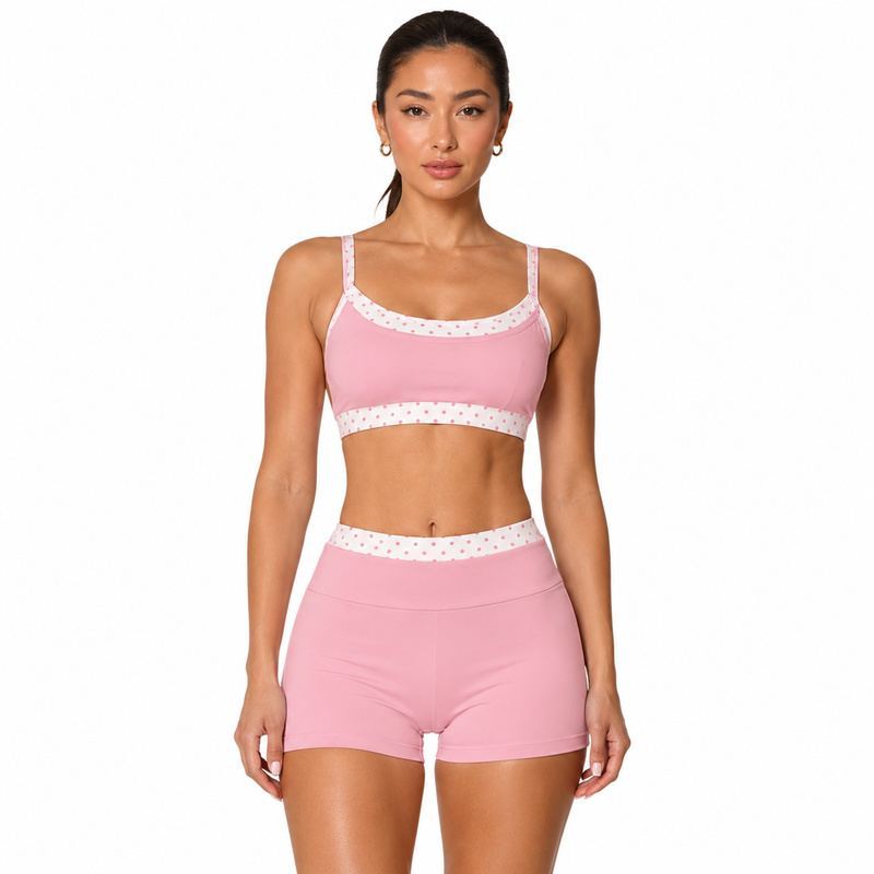 Custom Polka Dot Yoga Set - Model Front View