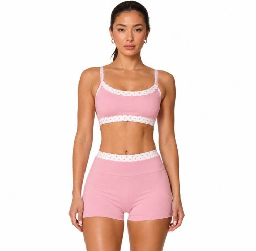 Custom Polka Dot Yoga Set - Trim Sports Bra & Workout Shorts 2-Piece Outfit