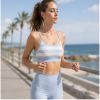 Custom Striped Sports Bra - Spaghetti Strap Soft Stretch Yoga Workout Bra
