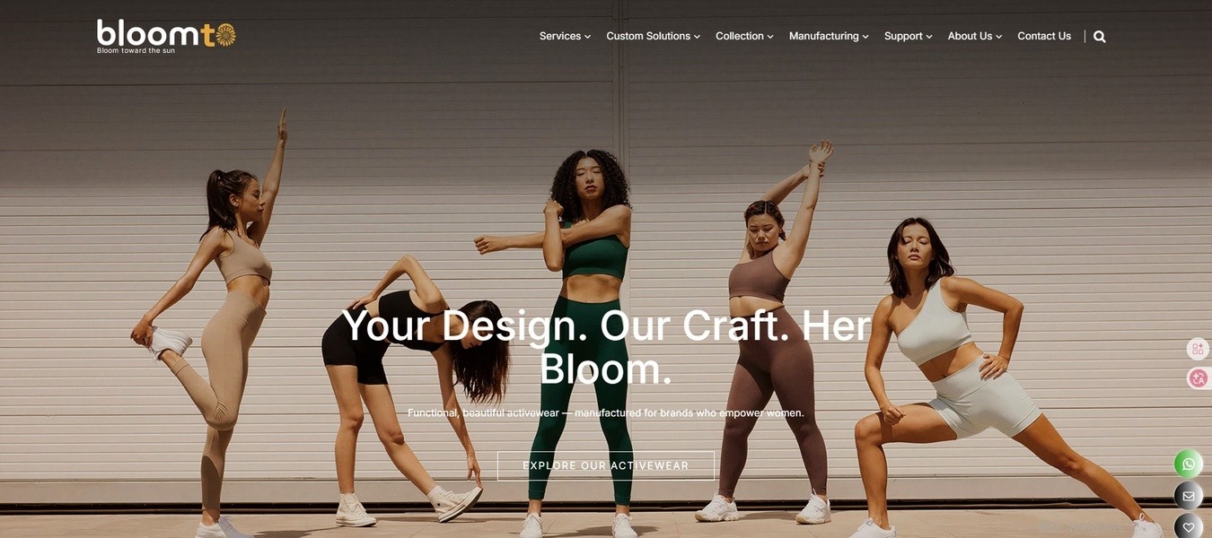 Bloomto custom yoga bra collection for emerging activewear and private label brands