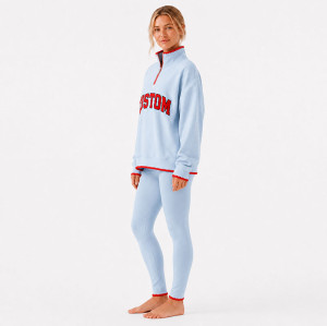Custom Women's Oversized Half-Zip Sports Sweatshirt with Contrast Trim
