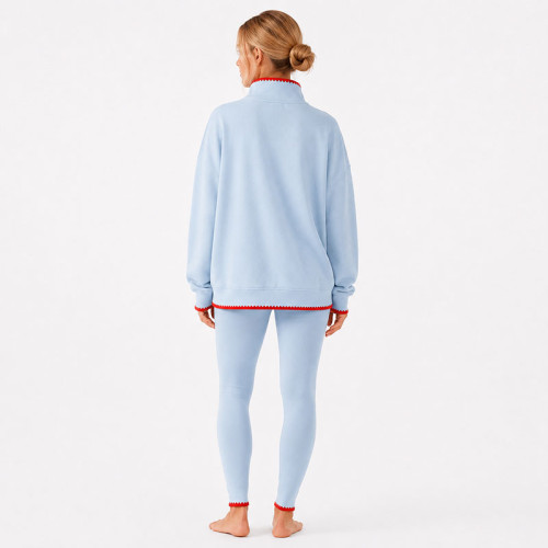 Custom Women's Oversized Half-Zip Sports Sweatshirt with Contrast Trim