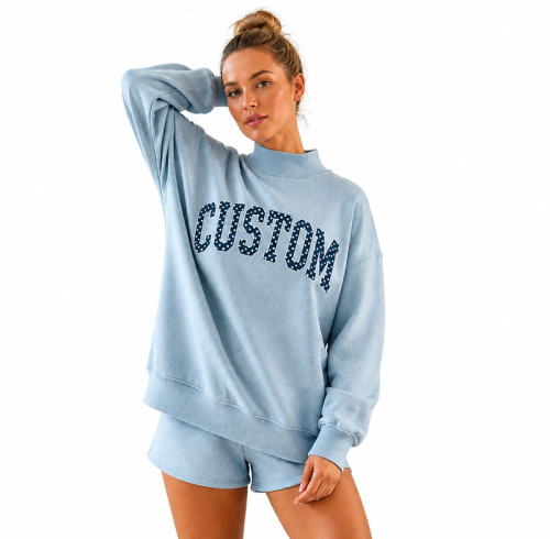 Custom Womens Sweatshirt with Logo | Mock Neck Activewear Top
