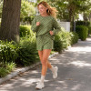 Custom Polka Dot Loungewear Set – Olive Green Sweatshirt & Drawstring Shorts