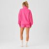 Custom Hot Pink Sweatshirt - Polka Dot Spliced Turtleneck Graphic Pullover