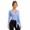 Custom Polka Dot Yoga Top - Wrap Tie-Waist Cropped Long Sleeve