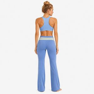 Custom Flare Yoga Pants - Striped Waistband High Waist Bootcut Leggings