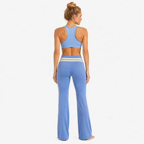 Custom Flare Yoga Pants - Striped Waistband High Waist Bootcut Leggings