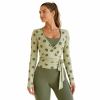Custom Sage Green Polka Dot Yoga Top - Wrap Tie-Waist Cropped Long Sleeve
