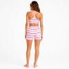 Custom Pink Striped Yoga 3-Piece Set - Sports Bra Biker Shorts Workout Outfit