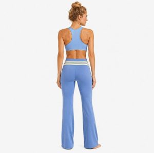Pantalones de yoga personalizados con forma de abertura - Pantalones de cintura alta con costura a rayas